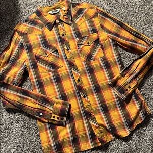 Salt Valley Western Snap Shirt Plaid Button Down Casual Shirt